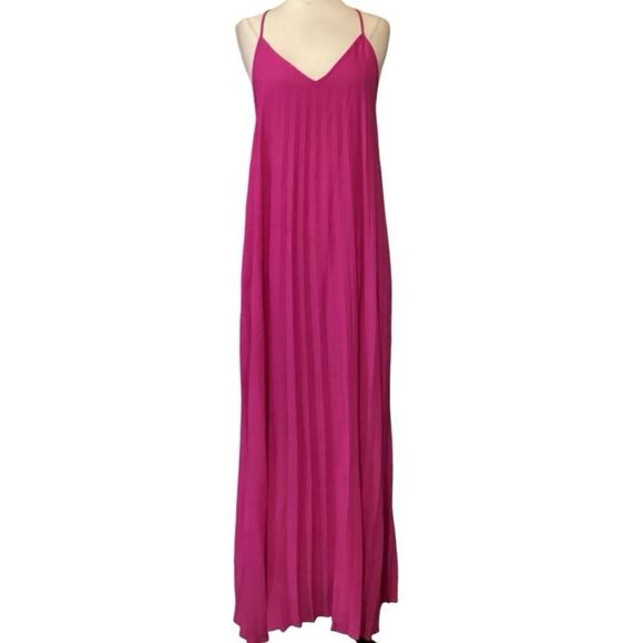 NWT She + Sky Magenta Pleated Maxi Dress large - Picture 1 of 15